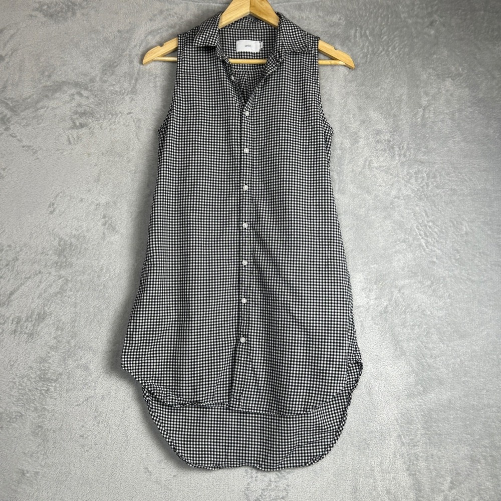Onia Kaylee Sleeveless Shirt Dress Cover Up Mini Gingham Button Down S Cottage